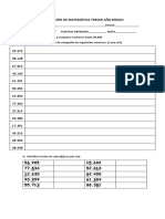 Evaluación de Matemática Numeración