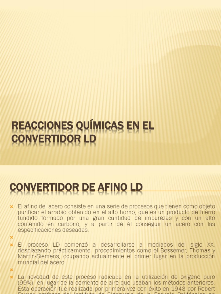 Reacciones Químicas en El Convertidor LD | PDF | Arrabio | Acero