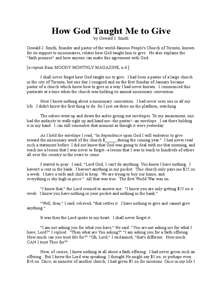Lessons on Faith Giving | PDF | God In Christianity | Faith