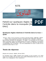 Fatwâ Sur Quelques Règles Relatives à l’Entrée Dans La Mosquée _AWQAF — EAU_ _ ÉCOLE MALIKITE