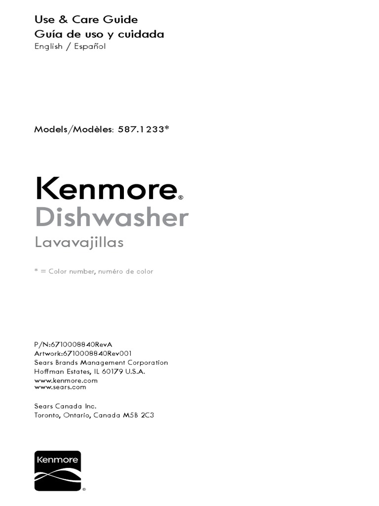 Kenmore 587.12333 Dishwasher PDF Dishwasher Foods
