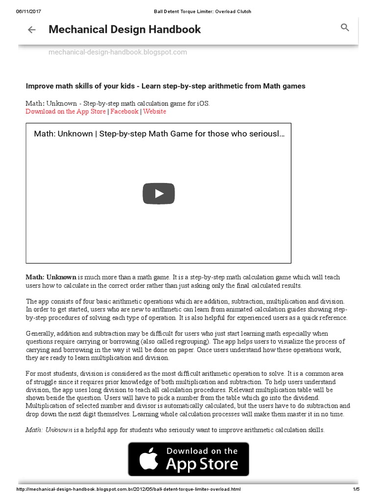 Ball Detent Torque Limiter Overload Clutch PDF Machines