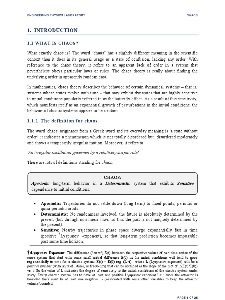 Chaos Theory in Engineering Physics Lab | PDF | Chaos Theory ...