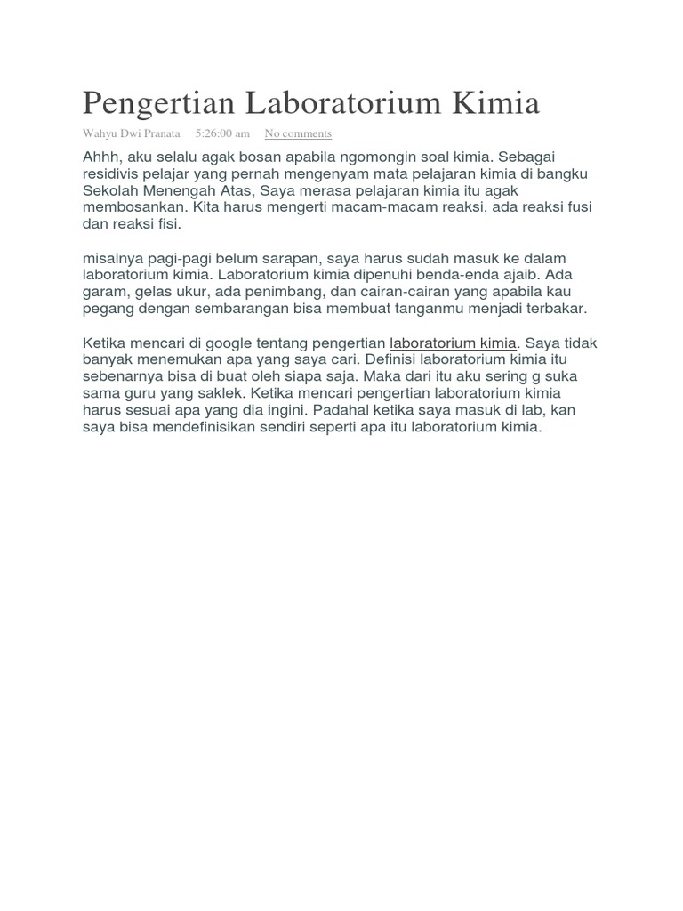 Definisi Laboratorium Kimia | PDF
