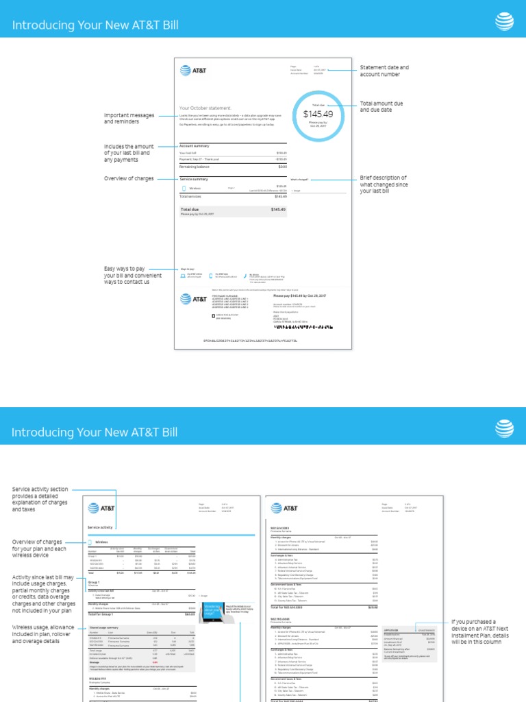 AT&T Monthly Bill Summary Example | PDF | At&T Mobility | Fee