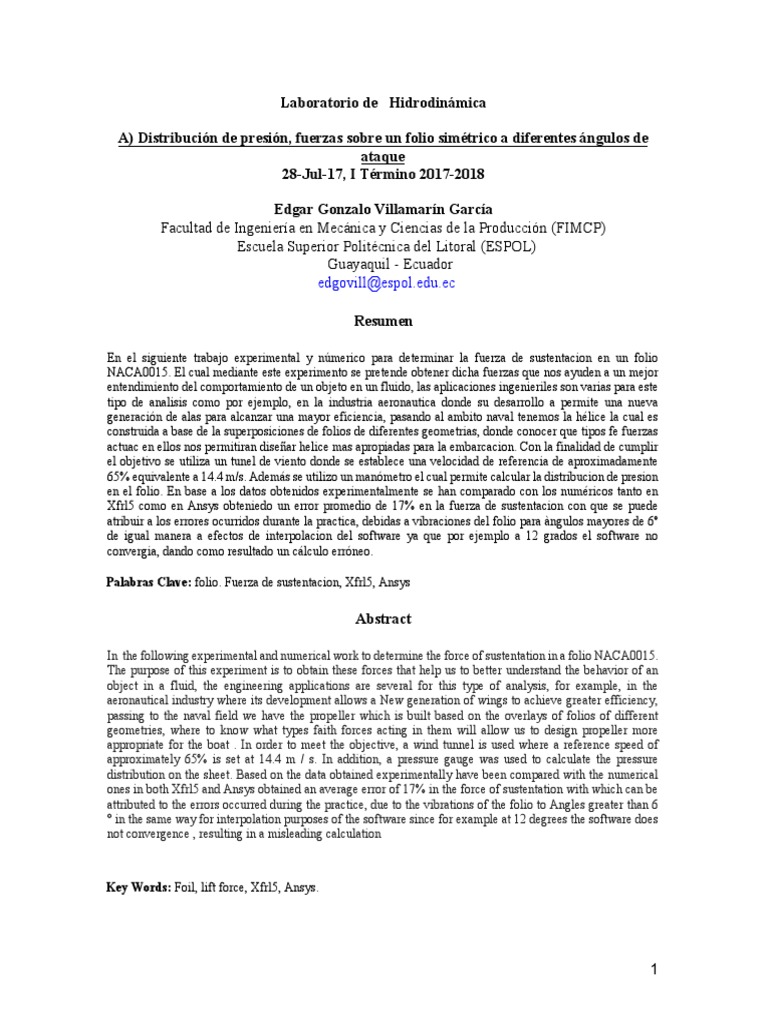 Fuerzas De Sustentacion Pdf Levantar Fuerza Túnel De Viento