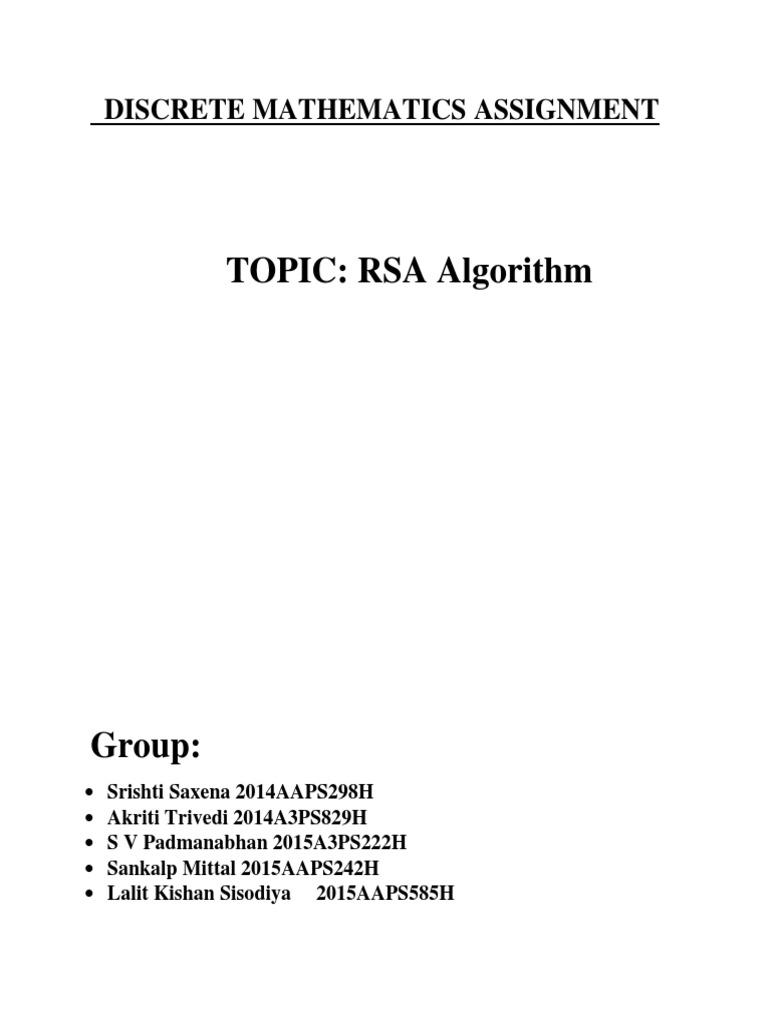 RSA Algorithm in Discrete Mathematics | PDF | Cryptography | Public Key ...