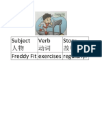 Subject 人物 Verb 动词 Story 故事 Freddy Fit exercises regularly