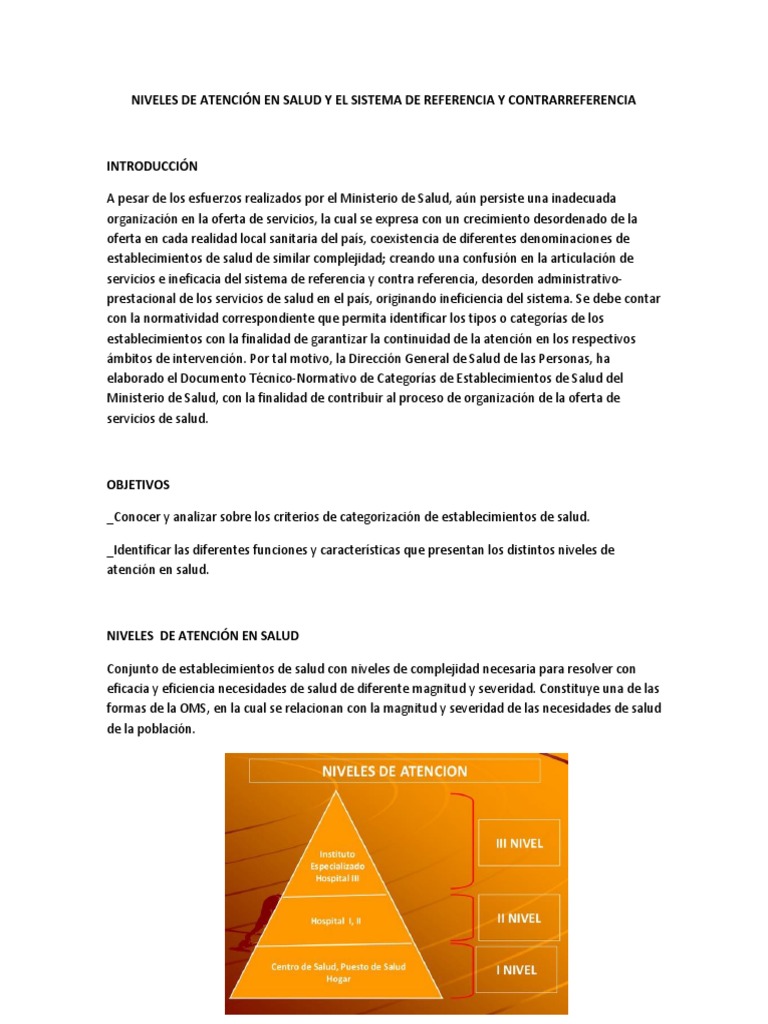 Niveles de Atención en Salud y Referencia | PDF | Hospital | Ciencias ...