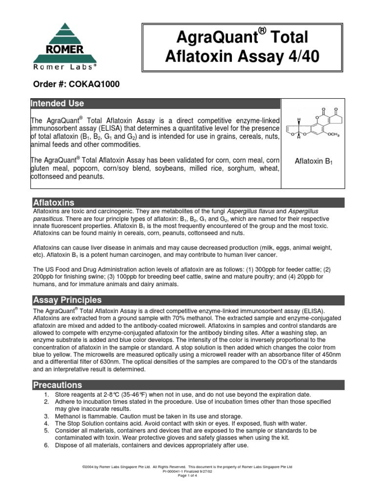 AgraQuantAflaMethod 4-40-020108 | PDF | Wheat | Chemistry
