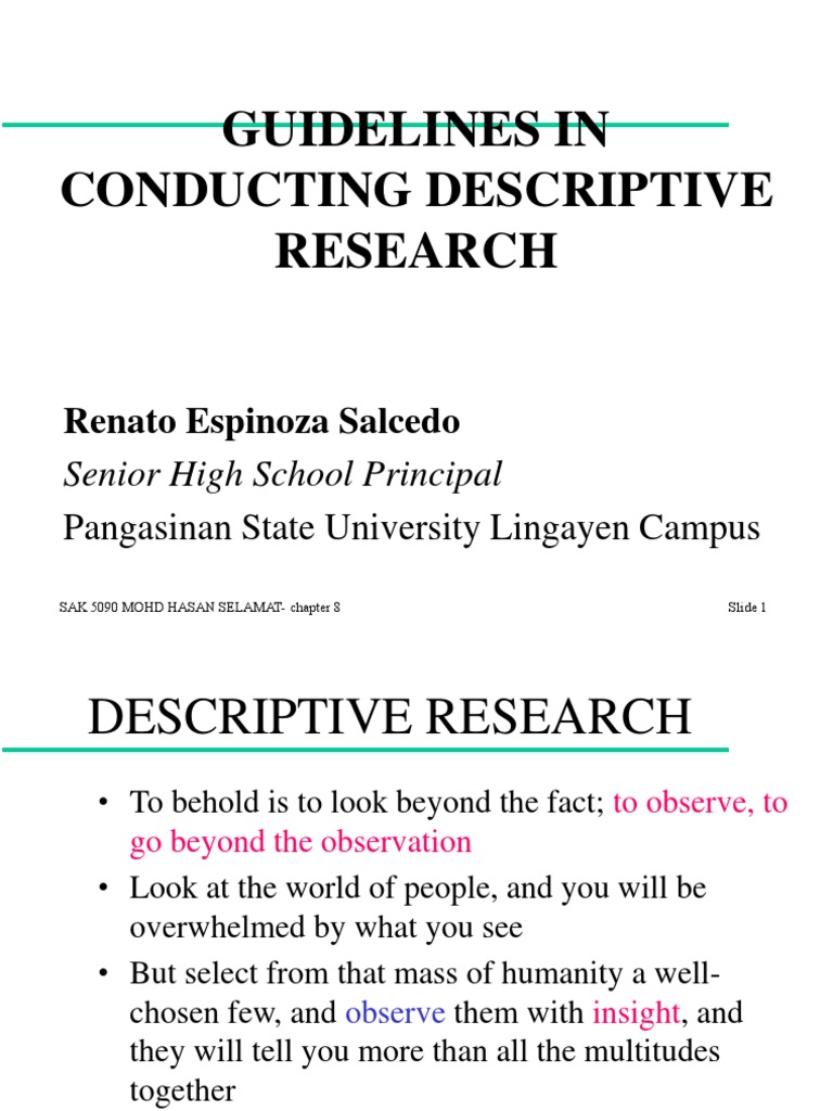 Descriptive Research | Survey Methodology | Sampling (Statistics)