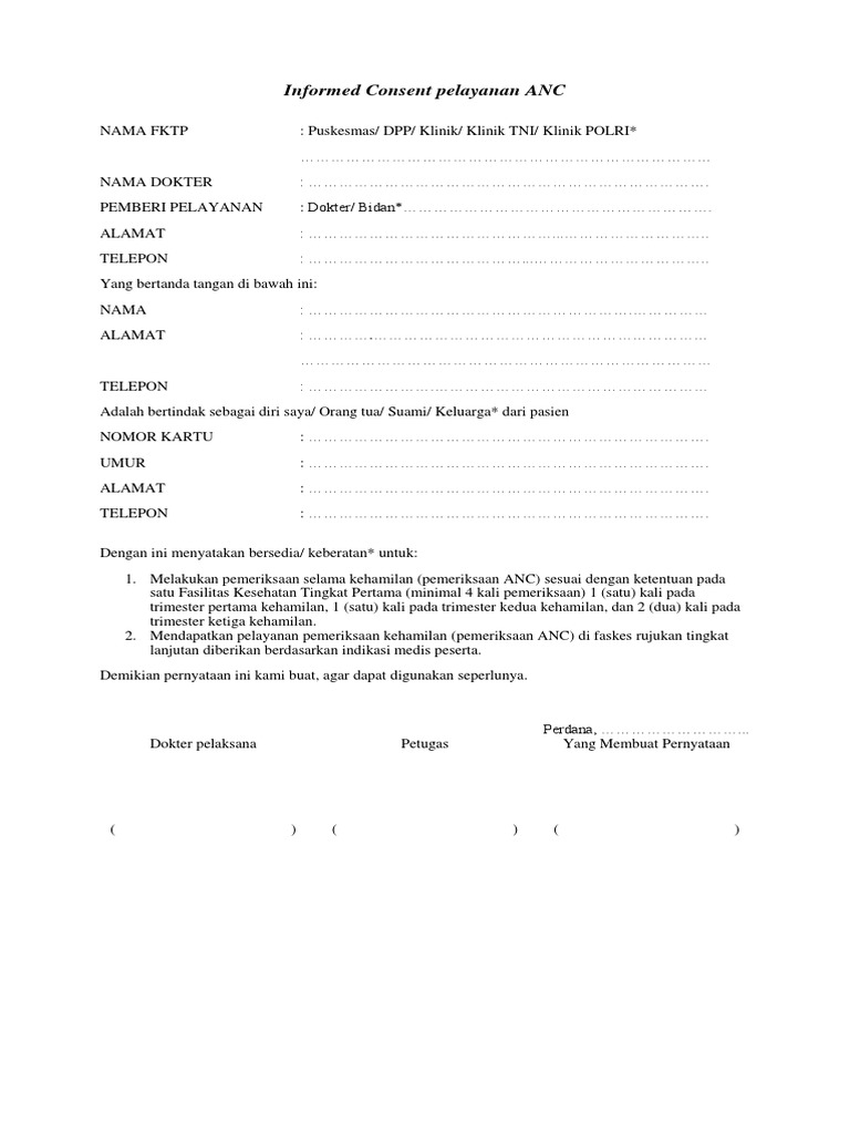 Contoh Informed Consent ANC | PDF | Sains & Matematika