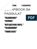 "Talambuhay" "Journal" "Repleksyong Papel " "Talaarawan" "Travelouge"