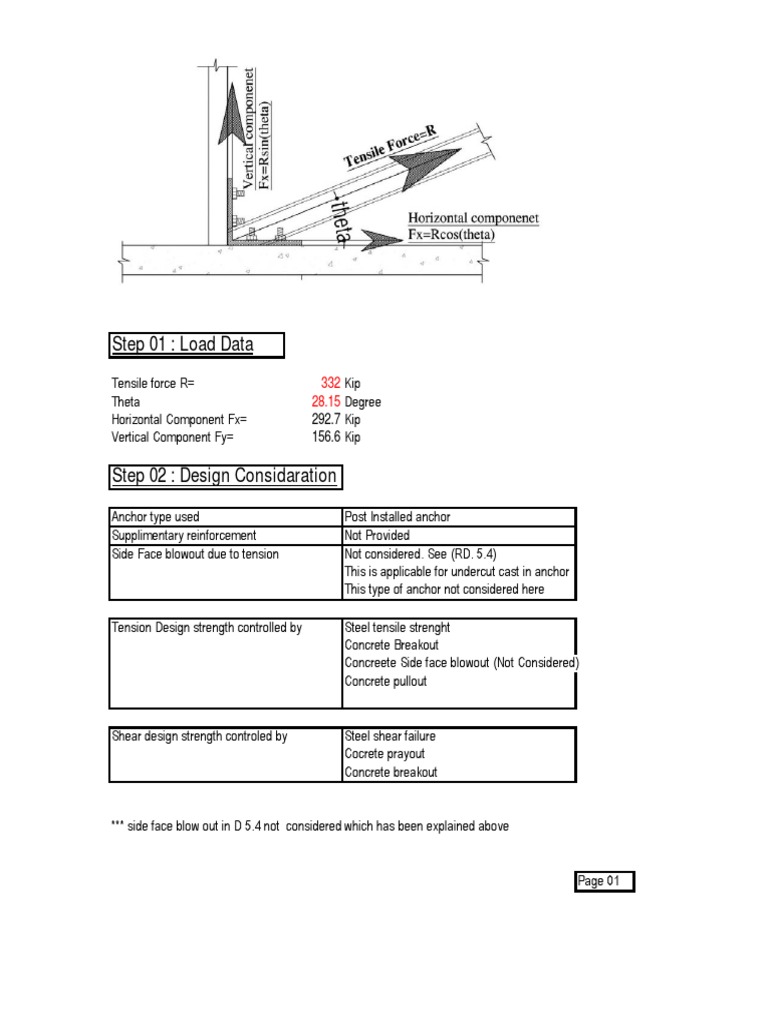 Anchor Bolt Calculation 1.2 Strength Of Materials Concrete