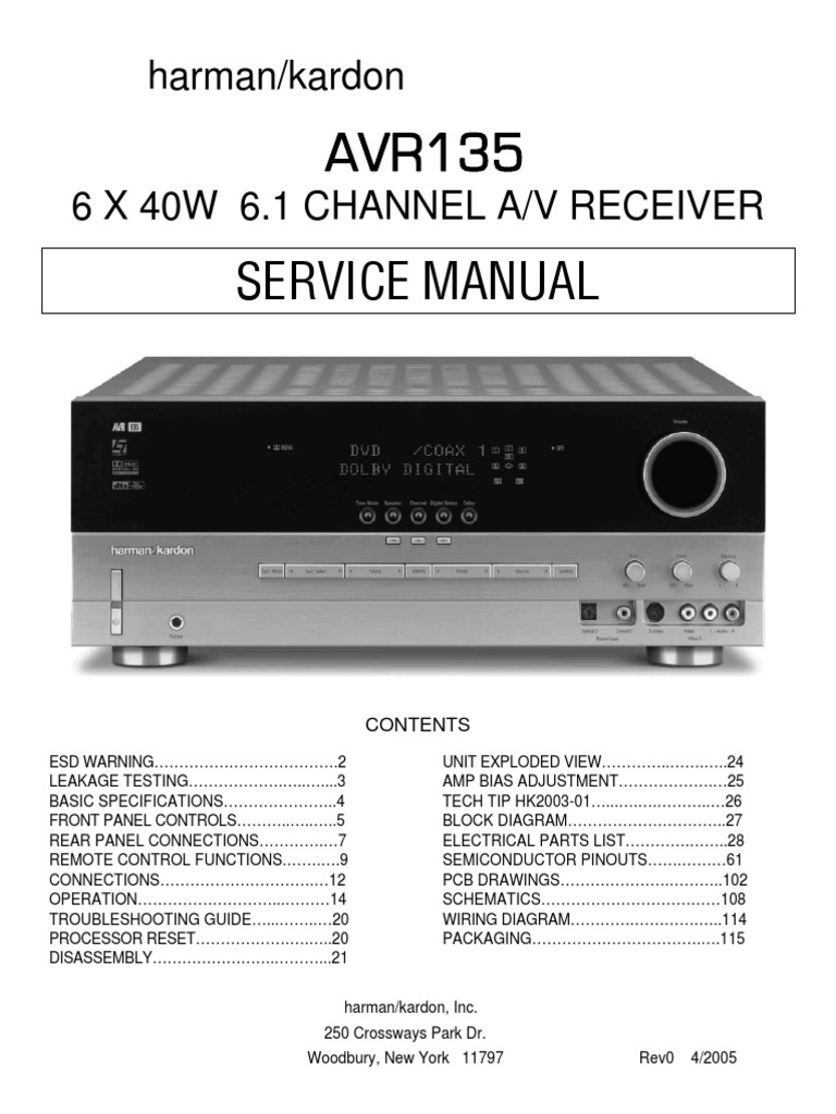 Harmankardon Avr135 Channel 6.1 Receiver Video Electrostatics