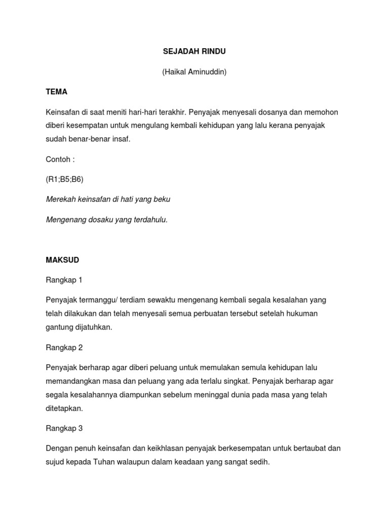 Sajak Sejadah Rindu | PDF