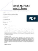 Contents and Layout of Research Report