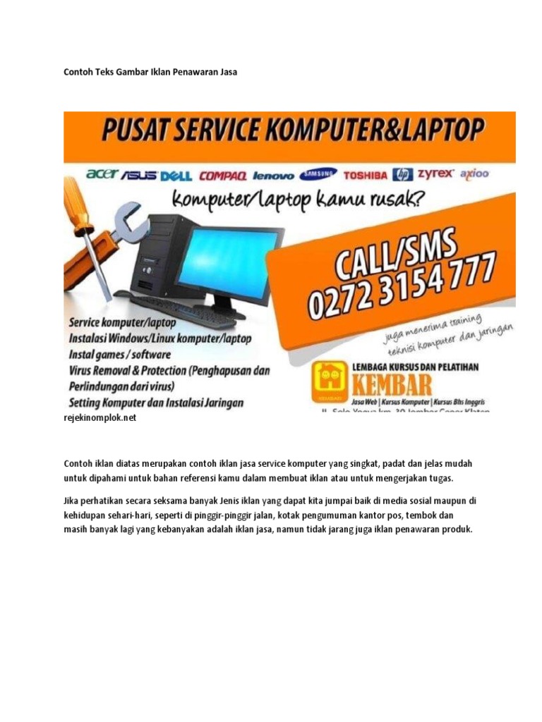 Contoh Teks Gambar Iklan Penawaran Jasa