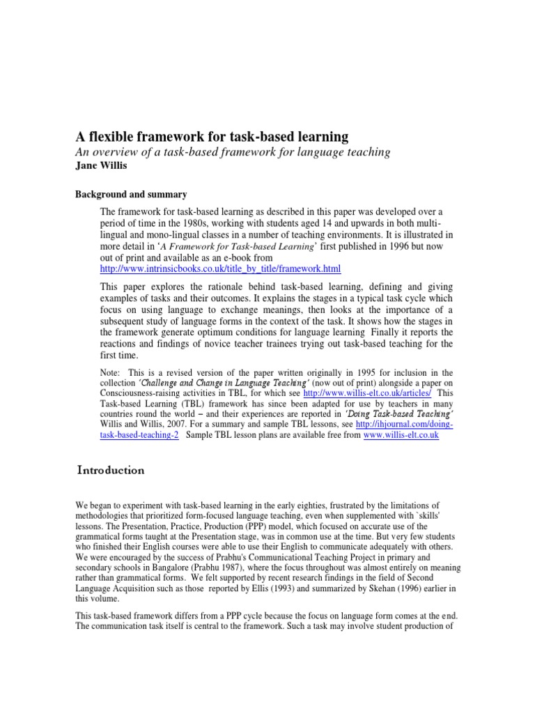 A Flexible Framework For Task-Based Lear PDF | PDF | Second Language ...