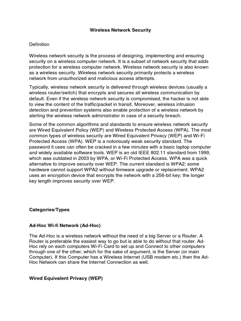 Wireless Network Security | PDF | Wi Fi | Computer Networking