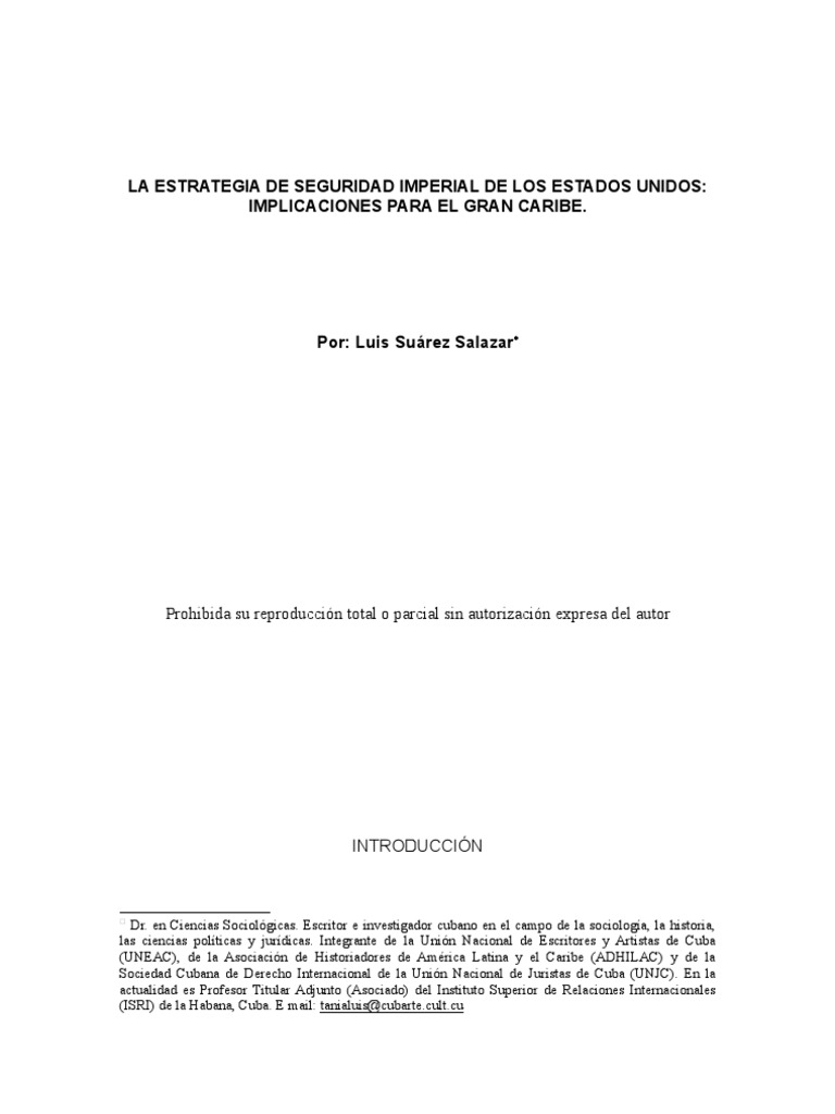 La Estrategia de Seguridad Imperial de Los Estados Unidos ...