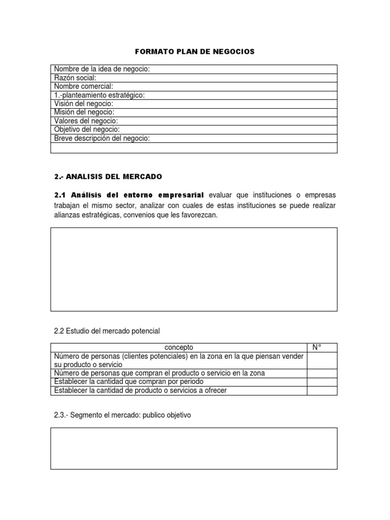 Format of business plan in entrepreneurship picture