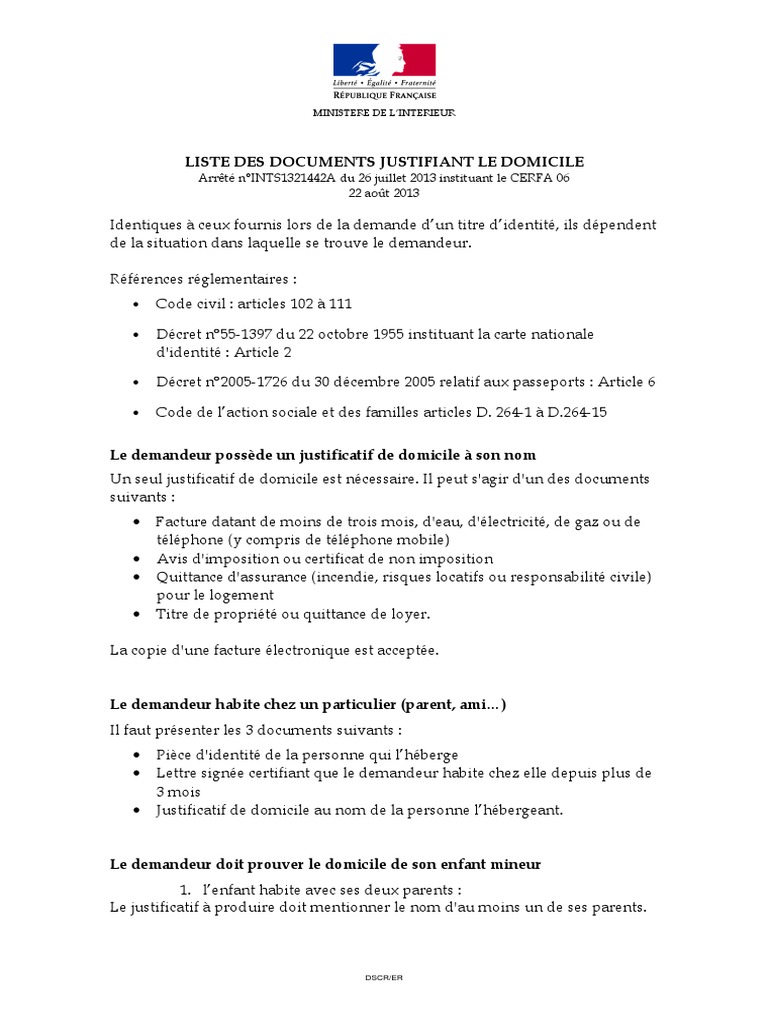 Liste Justificatifs De Domicile Pdf Domicile Droit Gouvernement