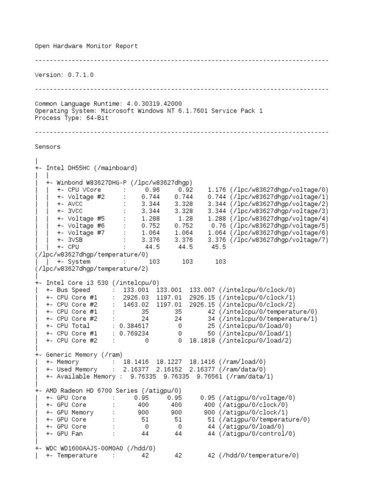 OpenHardwareMonitor Report | PDF | Computer Architecture | Central ...