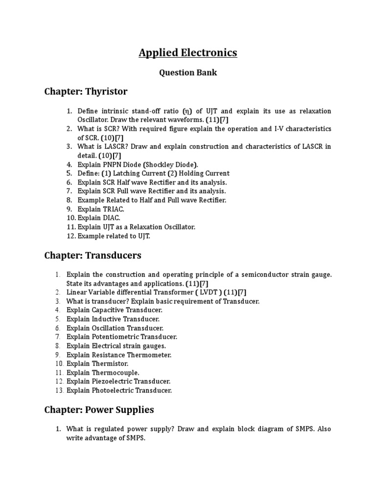 Applied Electronics Question Bank | PDF | Electronic Circuits ...