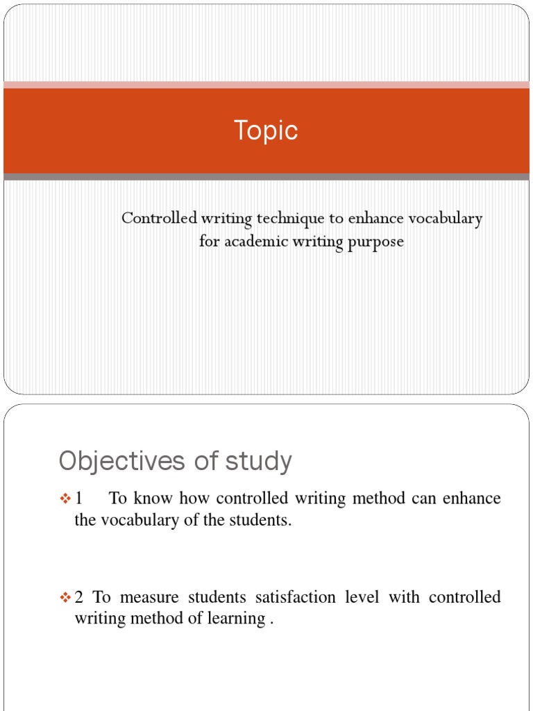 Controlled Writing Technique To Enhance Vocabulary For Academic Writing ...