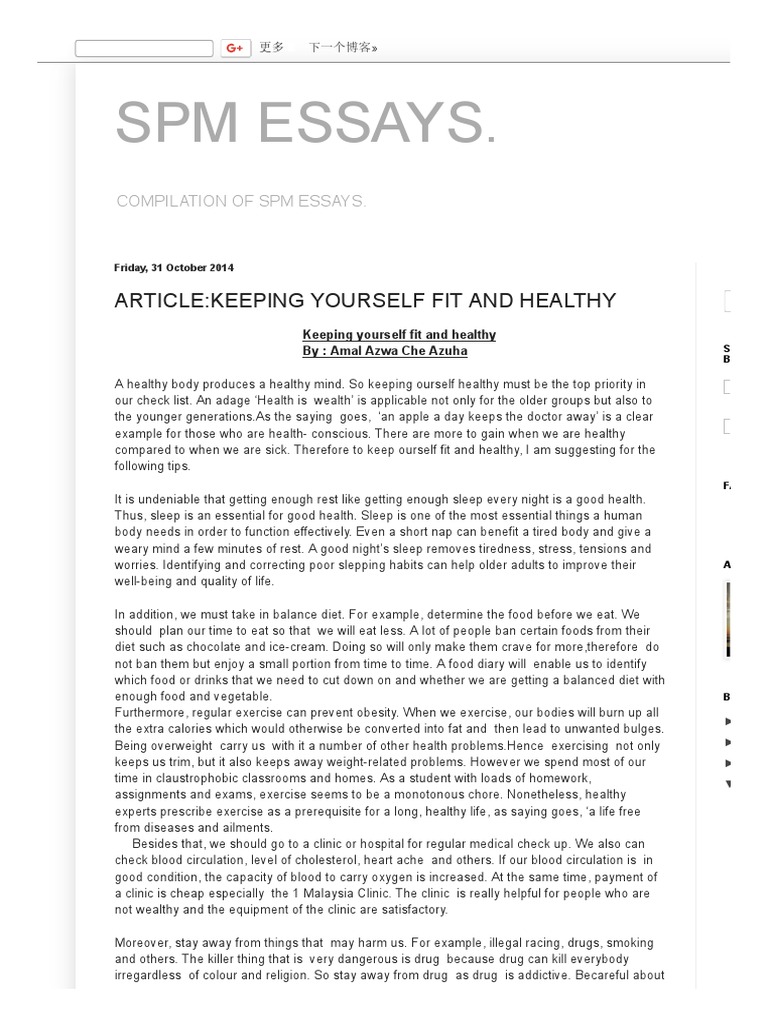 healthy lifestyle in the world essay