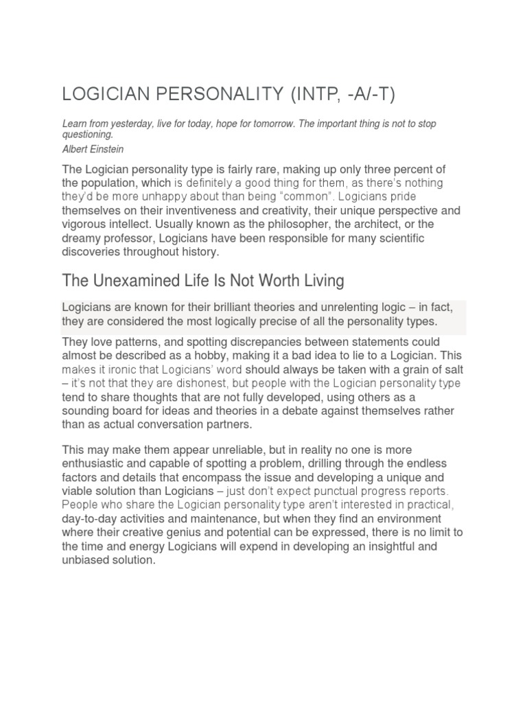 Logician Personality PDF Friendship Logic