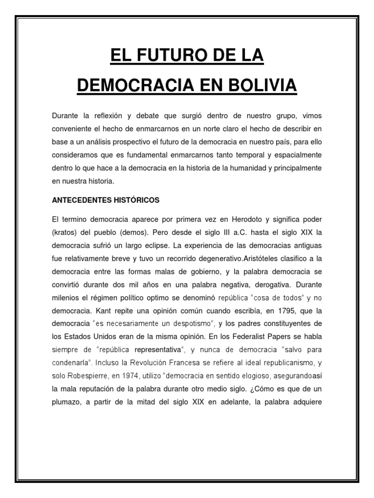Futuro de la Democracia en Bolivia | PDF | Democracia liberal | Democracia