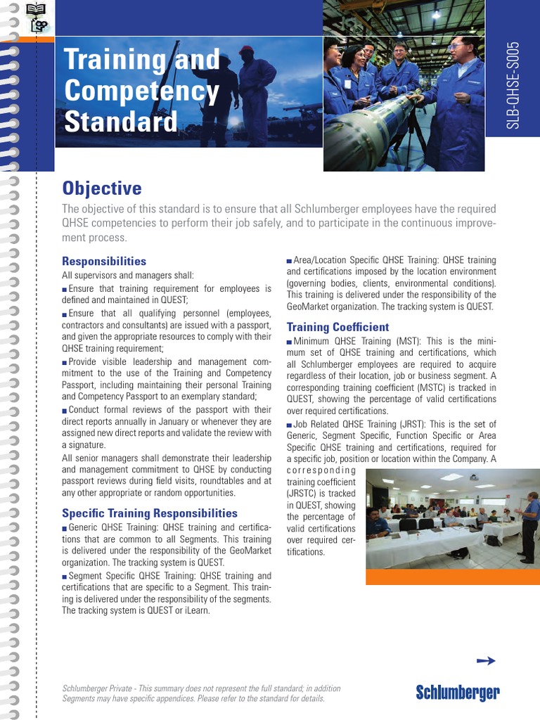 Schlumberger QHSE Training Standards | PDF | Business