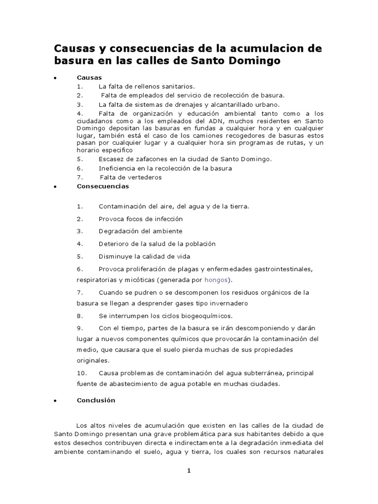 Causas y Consecuencias de La Acumulacion de Basura en Las Calles de ...