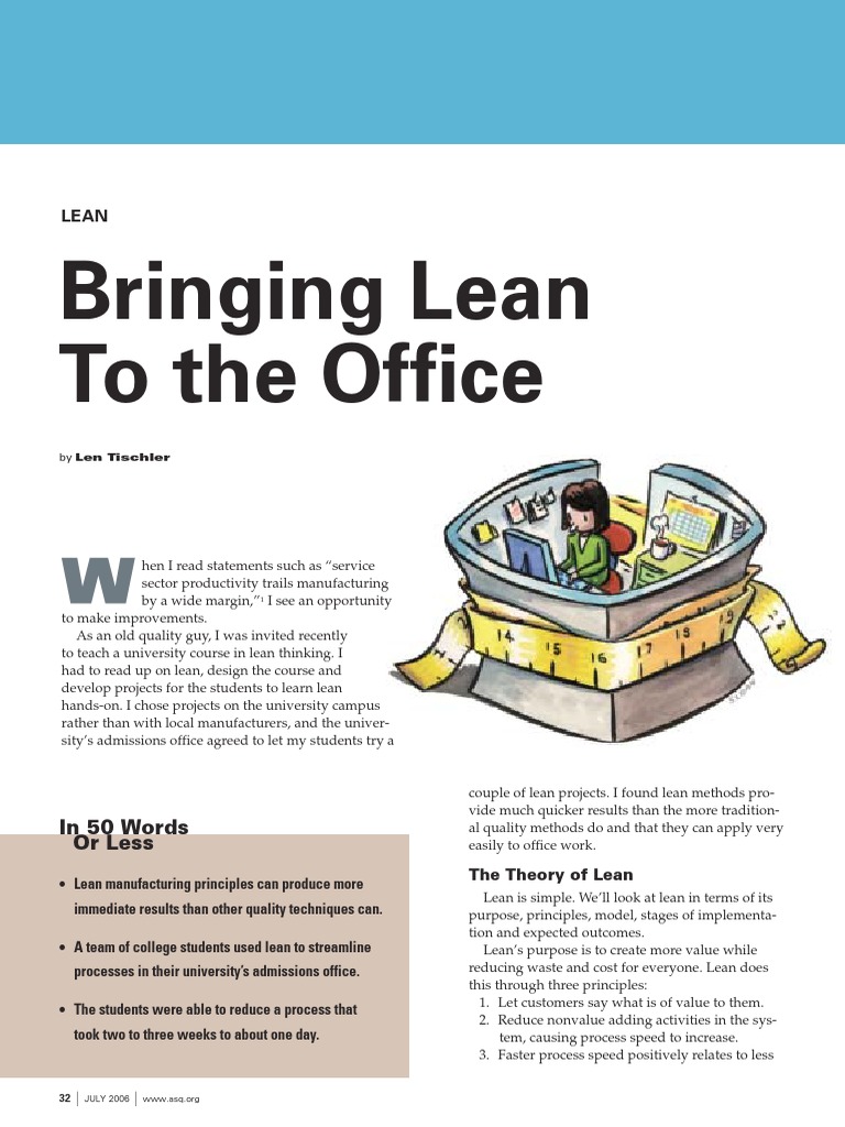 Bringing Lean To The Office | PDF | Lean Manufacturing | Production And ...