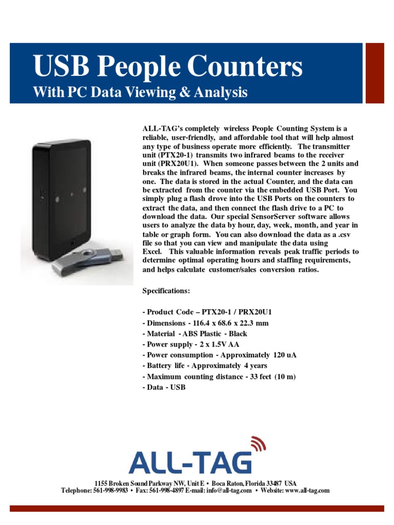 USB People Counters: With PC Data Viewing & Analysis | PDF | Computers ...