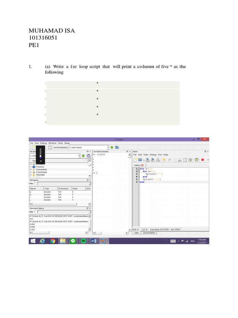 MATLAB For Loop and Script Exercises | PDF | Computing | Areas Of ...