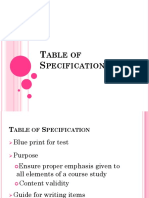 Able of Pecifications