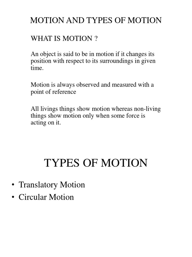Types of Motion Explained | PDF | Rotation Around A Fixed Axis | Motion ...