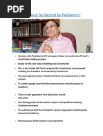 President Must Be Elected by Parliament