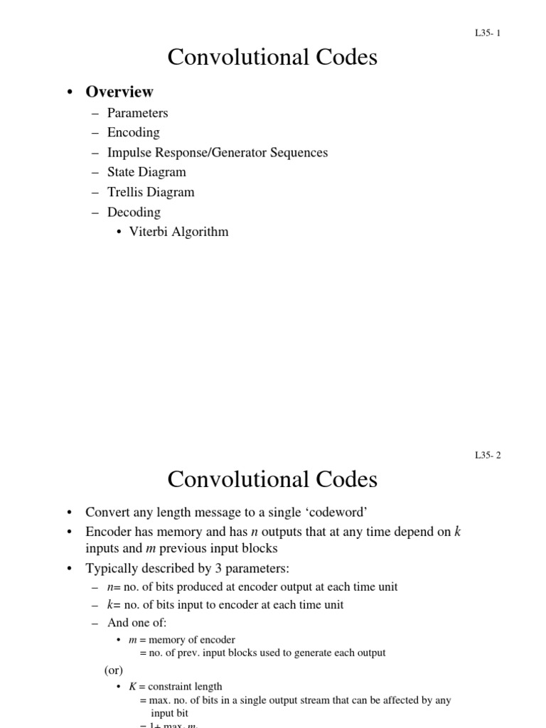 Convolutional Codes: - Overview | PDF | Algorithms | Discrete Mathematics
