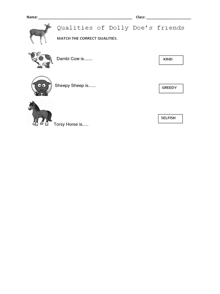 Dolly Doe Worksheet PDF