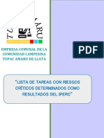 Lista de Tareas Con Riesgos Críticos Determinados Como Resultados Del IPERC