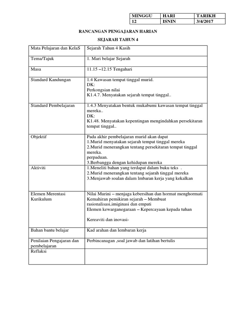 Rph Sejarah Thn 5 Minggu Ke 12 Pdf