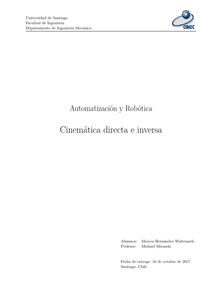 Cinematica Directa e Inversa PDF Cinemática Enseñanza de matemática