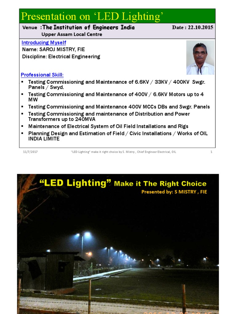 Presentation On LED Lighting': Introducing Myself | PDF | Fluorescent ...