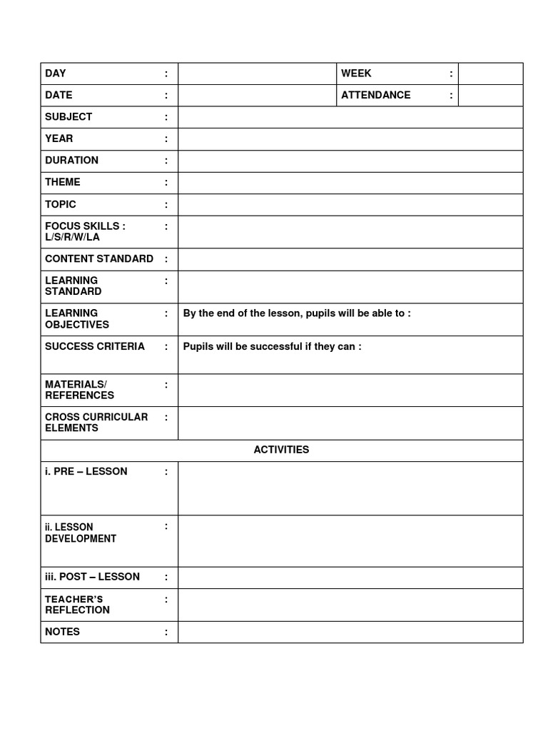ITI Instructor Lesson Plan Template | PDF