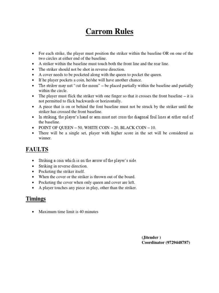 Carrom Rules PDF