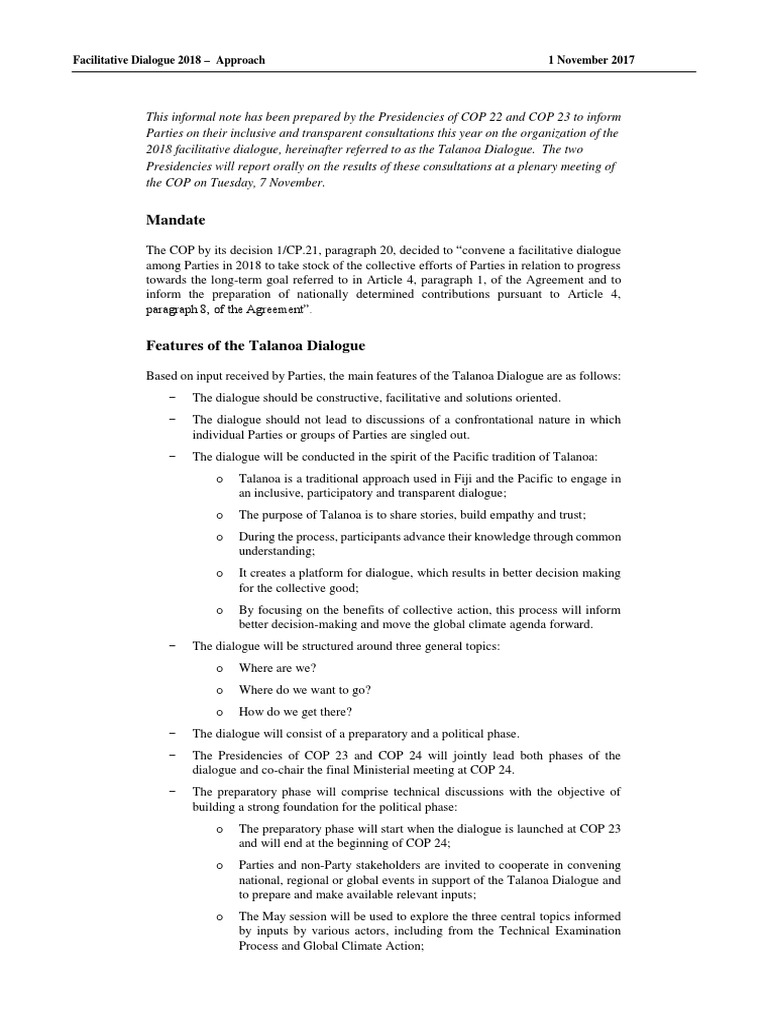 2018 Talanoa Dialogue Overview | PDF | Intergovernmental Panel On ...